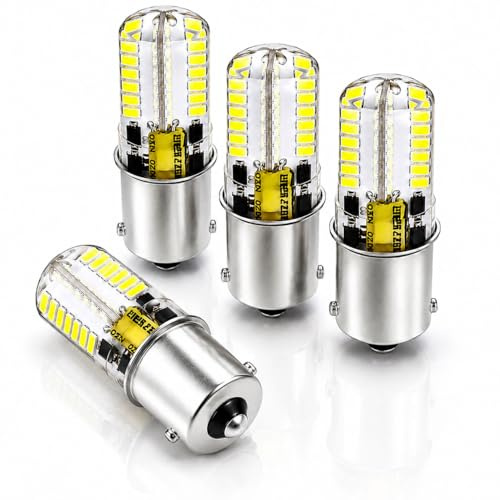 PYRJIN Lot de 4 Ampoules P21W 1156 LED BA15S 12V 6000K Blanc, pour Voiture Remorque Bateau Camping-Car, Feu de Recul, Feu Arrière, DRL, Éclairage Intérieur