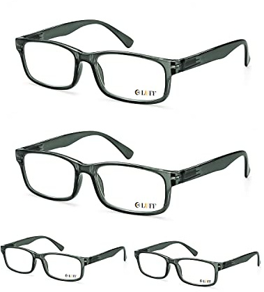 LUFF Gafas de Lectura Irrompibles Mujer, 4 Unidades con Filtro de Luz Azul para Hombre, Gafas de Lectura con Bisagra de Resorte Cómodas