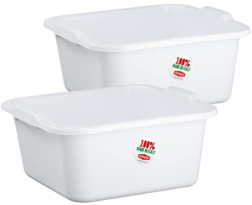 #11 2x Schüssel 11 Liter quadratisch 34x33x16 cm weiß - aus PP-Kunststoff - Universal Haushaltsschüssel Waschschüssel Küchenschüssel Spülschüssel Kunststoff Fußbad Pflege - nestbar