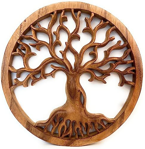 Trintura Árbol de madera - Acacia Wood Life Decor - Viking Wall Mural, Natural Wood Sculpture, Tree of Life Art