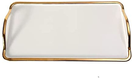 UCCE Serving Tray Ceramic Tray Coffee Tea Set Storage Tray Table Service Tray for Coffee Dessert Dishes for Breakfast Dinner Tea (Grey)