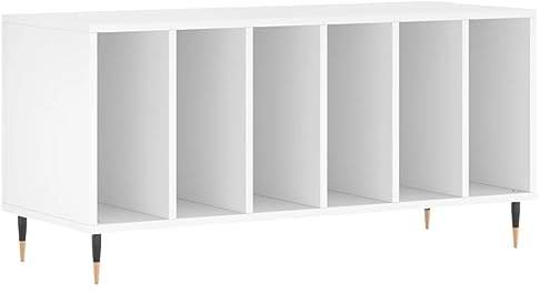 vidaXL Mobile Porta Dischi Bianco 100x38x48 cm in Legno Multistrato, Mobile portadischi in Vinile, Mobile Porta Dischi, Porta Dischi