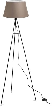 ELC Lampadaire Tissu Elsika (Moderne) en Marron Textile e. a. pour Salon & Salle à manger (1 lampe,à E27), Sur Pied Lampe a de Sol