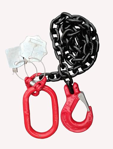 Kettengehänge 1-Strang 13mm nach EN 818-4 hochfest und geprüft Tragfähigkeit:5,3t Beschlagteile nach EN 1677-2 Lasthaken mit Sicherung Anschlagkette Krankette Länge:2m