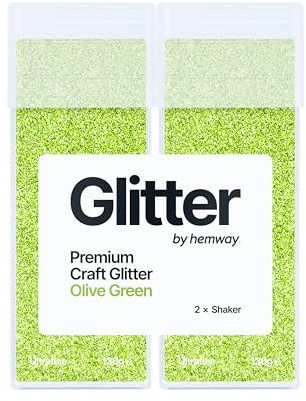 Hemway Craft Glitter Shaker Olive Green 130g x2 Pack Ultrafine