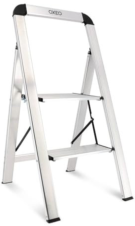 Escabeau 2 marches pliable ultra léger en aluminium - extra mince 5,5cm