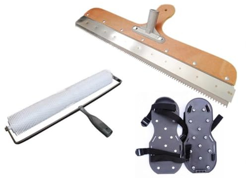 Cokvbato Kit de Herramientas de Cemento autonivelante, Herramientas de hormigón autonivelantes, Kit de Herramientas de Piso con Rodillo epoxi con Zapatos de púas