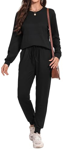 Irevial Ensemble Survêtement Femme T Shirt et Pantalon Jogging Col Rond | T shirt manches courtes, pantalon jogging, coupe décontractée, yoga loisirs, printemps été
