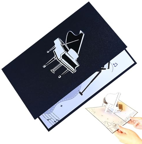 Palaufr Cartes de Vœux Pop-up,Cartes Pop-up - Carte de vœux Piano Carte pop-up en papier | Carte d'anniversaire amusante avec enveloppe, carte de note pliable, carte de célébration pour