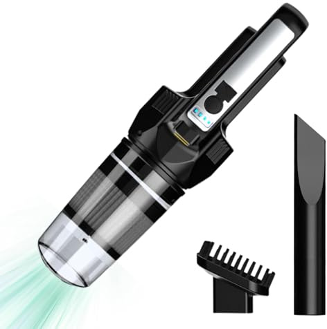 Bexdug Aspiradora inalámbrica para automóvil, aspiradora Air Duster - Aspirador y soplador de coche con luz LED,Aspiradores pequeños de succión potente de larga duración compactos con motor y pantalla