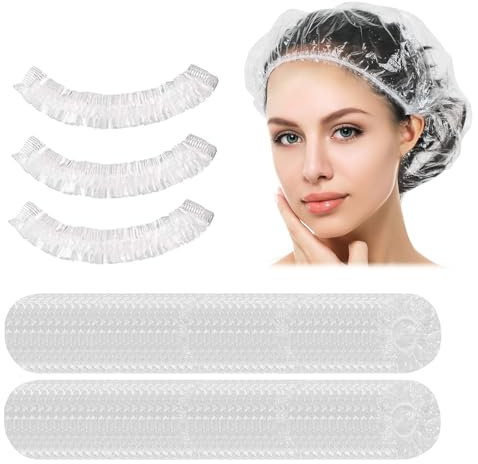 Duschhaube, 50 Stücke Einweg Duschkappe, Duschhaube Damen, Durchsichtige Elastische Duschhauben, Wasserdichte Haarduschhaube, Haarhaube für Zuhause Hotel Reise Salon Spa Dusche