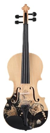 Nybörjare violin, akustisk violin med fodral och fluga blomma för vuxna, studenter, barn, tonåringar (4–4)