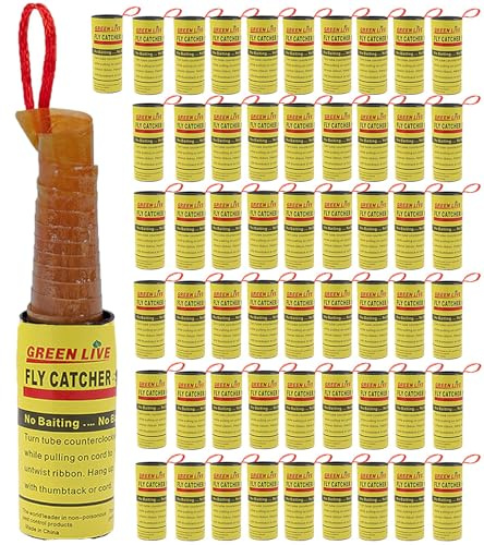 Panngu 48 Rollos atrapamoscas, Trampa para Moscas para Interiores, Cinta Amarilla