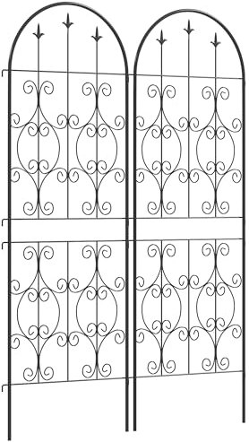Outsunny Set of 2 Metal Garden Trellis, Decorative Trellis Panels for Climbing Outdoor Plants, Vegetables, Vines, Flowers, 150 x 50 cm, Scrollwork Design