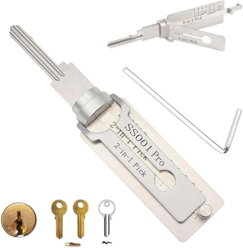 2-in-1 Hauptschlüssel-Decoder, Edelstahl, Hauptschlüssel-Decoder, Master-Schlüssel-Decoder, Dietrich-Set, Werkzeug, Autoschlüssel-Leser, Schlüssel-Decoder, Dietrich,