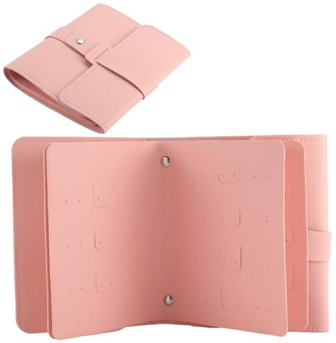 CREATCABIN Portaorecchini Organizer Orecchini A Perno Portaoggetti Orecchini A Libro in Pelle PU Custodia Orecchini Portatile da Viaggio Piccola Borsa Portaorecchini Donne Le Vacanze Rosa 34.5x16cm