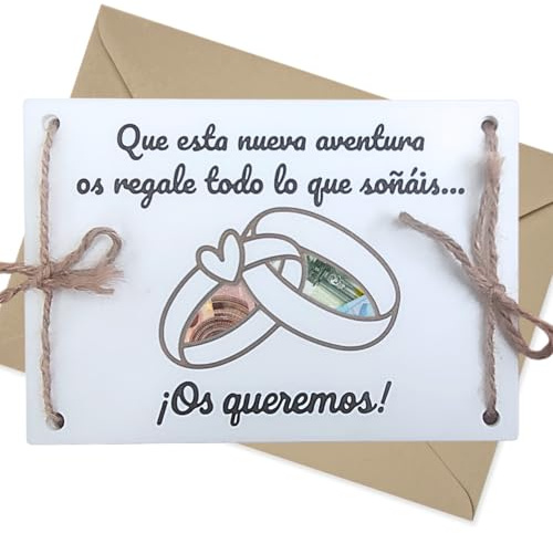 Tres Aristas | Tarjeta para Regalar Dinero en Bodas | Regalo Original y Elegante | Diseño Exclusivo | Detalle Único para Novios y Celebraciones | Incluye Soporte, Sobre y Cuerda (Boda)