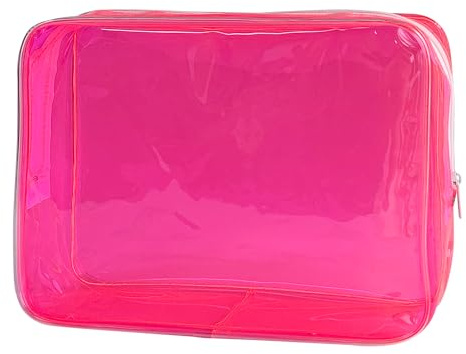 TotePrint wasserdichte PVC Kosmetiktasche - Reißverschluss Schminktasche für Damen & Herren Reiseorganisation 25x18x6 cm (Rosa)