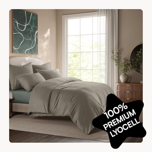 Seralino Tencel Bettwäsche Beige 200x200 + 80x80 cm Taupe | 100% Lyocell | besonders weiche hochwertig | Reißverschluss | Oeko-Tex | für Allergiker geeignet | Atmungsaktiv gegen Schweiß