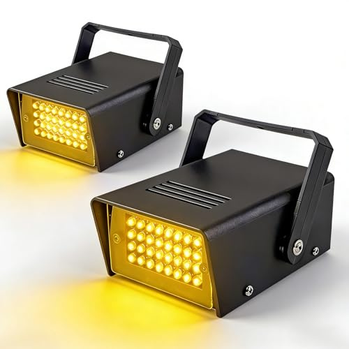 2 Paquetes Mini Luz Estroboscópica con 32 LED Amarillo Estroboscopio para Fiestas en Casa, Halloween Luces de Flash para Discoteca