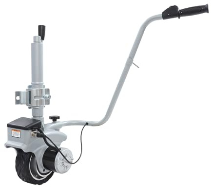 Rueda de apoyo eléctrica para maniobras, 350 W, 12-24 V, elevador de remolque, con carga de 350 kg, para autocaravanas, remolques, furgonetas, 113 x 139 x 7 cm, color plateado y gris