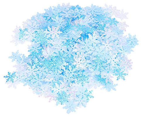 Copos de nieve Confeti Decoraciones Reutilizable No tóxico AB Color mezclado Azul Blanco 15 mm para Navidad Invierno Boda Fiesta Decoración del hogar Artesanía Dispersión de mesa