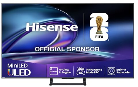 Hisense 75E89Q Fernseher, 75 Zoll (189cm), 4K ULED Mini LED, Smart TV, 144Hz Game Mode PRO, Hi-View AI Engine, AI Smoothmotion, Built-in Subwoofer, Dolby Vision.Atmos, Filmmaker Mode, Hi-Concerto