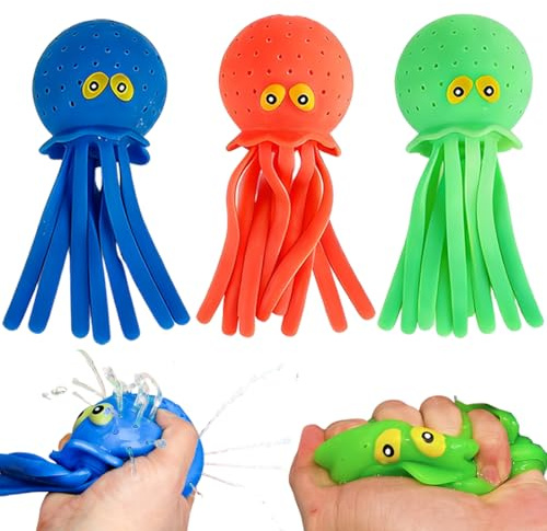 EIYVUAL Polpo Spruzza Acqua, 3 Pezzi Giochi d'Acqua Polpo Soffice per Bambini, Palloncini Riutilizzabili, Colorato Bombe Dacqua Palloncini, Giochi Estivi per Piscina, Spiaggia, Giardino