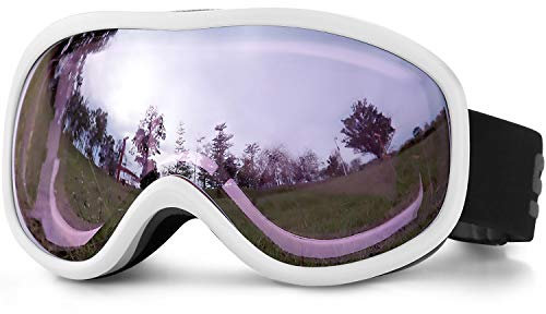 SPOSUNE Skibrille Damen Herren Snowboardbrille OTG Kids Skibrille Brille Wear Anti-Fog 100% UV400 Schutz für Skifahren Rollschuhlaufen Windschutz Schlagfest Helm kompatibel