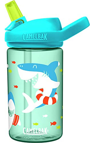 CAMELBAK Eddy+ Kids Bottle - Shark, 0.4L / Safe to Drink BPA Free Reusable Straw Sip Cup Boy Girl Infant Junior Children Child Water Juice Flask Eco Environmentally Friendly Plant Based Plastic