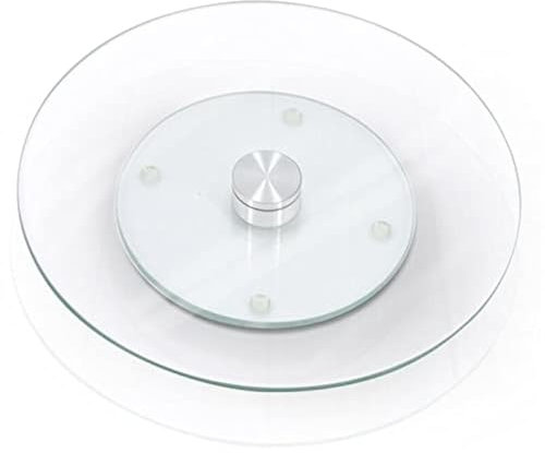 GWUK GLOW Lazy Susan Glass Turntable – Elegant Tempered Serving Tray Revolves 360Deg Rotating Board Plate Dish Table Centrepiece Serve Cakes Cheese Snacks, 25cm