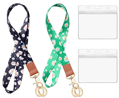 Vicloon Schlüsselband mit Transparent ID Karten Halter, 2 Sets Lanyards mit Kartenhüllen, für Ausweishalter Kartenhalter/Handy/Schlüssel