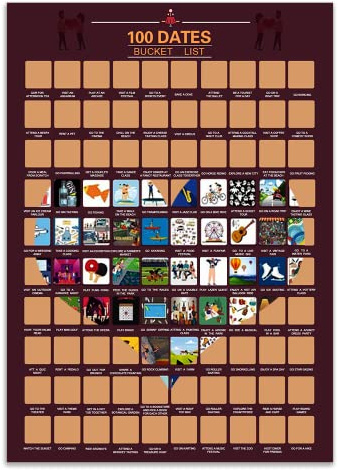 VOHESEA 100 poster da grattare per coppie, 100 date, lista dei secchi di coppia per coppie, poster con stampa a colori, idee per San Valentino, carta da parati fotografica, decorazione da parete