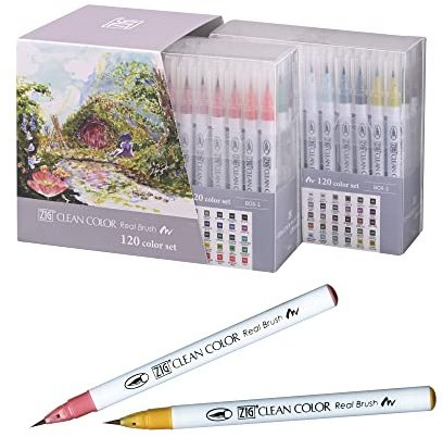 Kuretake Zig CLEAN Color Real Brush, 120 Color Set
