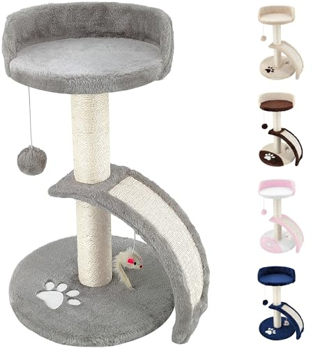 Beltom® TIRAGRAFFI per Gatti Alto 54 CM. GRAFFIATOIO Parco Giochi Gioco da Gatto con Corda SISAL E Cuccia Albero GRAFFIO Palestra - Grigio