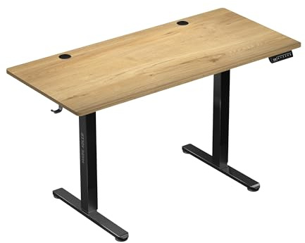 MARK ADLER Leader 7.0 - Elektrisch Gaming Tisch - Computertisch Bürotisch Schreibtisch Stehtisch - 120 x 60 cm - Höhenverstellbarer - 3 Memory-Steuerung Memoboard - Schwarz Gestell Eiche Tischplatte