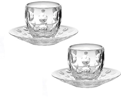 Guzzini Venice Glass - Set di 2 tazzine da caffè espresso con piattino in plastica, 110 ml