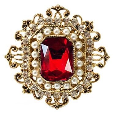 Broche antique en strass pour femmes et filles, ton doré, vintage, baroque, rectangulaire, perle en cristal, style bohème, victorien, broche élégante pour Noël, festival, bijou cadeau, Métal, Zircon