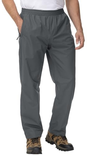 YSENTO Mens Waterproof Trousers Lightweight Rain Over Trousers Outdoor Hiking Cycling Walking Trousers with Zip Pockets