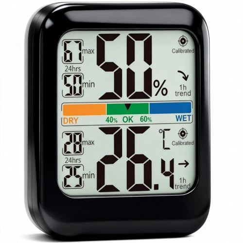 G.CATACC Digital Hygrometer Indoor Thermometer Humidity Meter Gauge, Room Thermometer Temperature and Humidity Monitor for House, Baby Nursery, Greenhouse, Reptile - Battery Included
