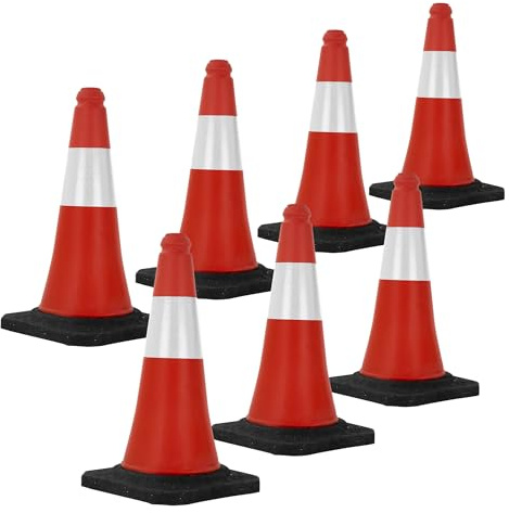 ECD Germany 7 st trafikkoner 51 cm, röd och vit, trafikkon med tung bas, trafikkon med vita reflexränder, varningskon varningskon varningskon trafikkon markeringskon