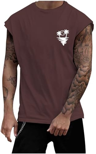 JokeLomple Estivo Smanicato Uomo Leggero - Canottiera Cotone e Lino Leggera Senza Maniche Estiva Canottiera Sportive Fitness Bodybuilding Canottiera Canotte Atletiche da Uomo per Lo Sport
