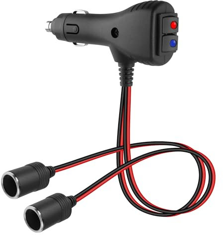 GELRHONR Auto 2 Prese Accendisigari Splitter 2 in 1 2 Luci di Controllo del ColoreInterruttori Accendisigari Presa 12V /15A 30CM