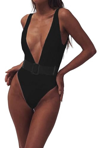 Generico Traje de baño de una pieza para mujer, push-up curvo, sexy, trajes de playa elegante, piscina, bañador Surf Elástico Mar Playa Swimsuit brasileño Swimwear Deportivo Monokini, Negro , M