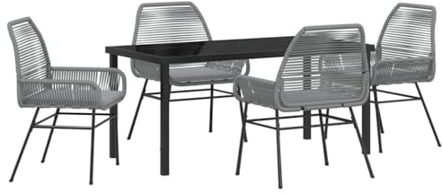 vidaXL Conjunto de Comedor de Jardín 5 pcs Gris ratán sintético, Jardín y terraza, Moderno, Duradero, Materiales Resistentes a UV, Conjunto de Comedor al Aire Libre, Grupo de ratán