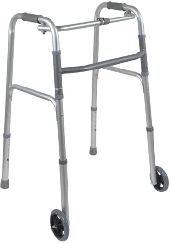 Eazy Folding Walking Frame with Wheels – Lightweight Height Adjustable Wheeled Walker for Elderly & Disabled | Compact Folding Mobility Aid with 5 Front Wheels & Premium Aluminium Build