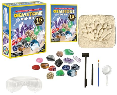 Kit Scavo Gemme per Bambini - Collezione Interattiva Di Rocce | Set Di Scavo Per La Scoperta Di Cristalli E Gemme - Per Ragazzi Di 8-12 Anni Studenti Casa Scuola Festa Giardino