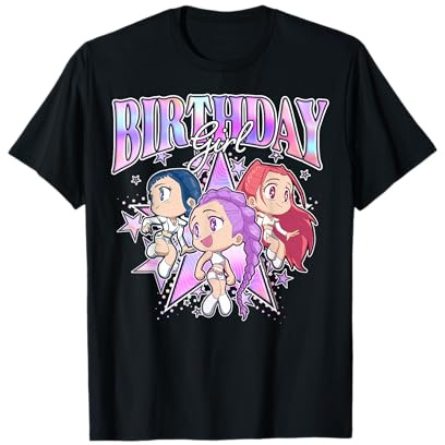 Kpop Demon Hunters Birthday Girl Adorable Chibi Group Shot T-Shirt