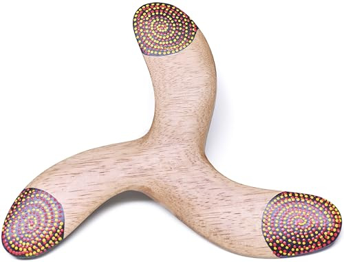 Australian Treasures Adventure Boomerang, trebladig design, röd, trä, 22 cm, för nybörjare, sport, utomhusbruk
