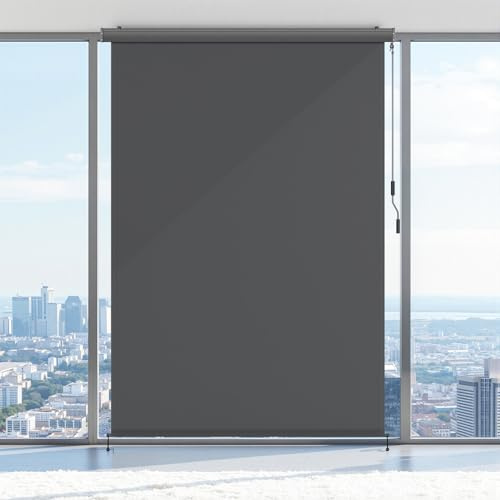ISOISL Tenda da sole verticale, 250 x 180 cm, con manovella, 280 g/m², protezione solare, frangivista e antivento per balcone, terrazza, antracite